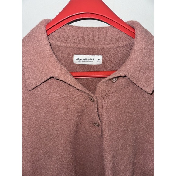 Abercrombie & Fitch Sweater Dark Rose Soft A&F Collection 1/4 Button Medium - Picture 3 of 6